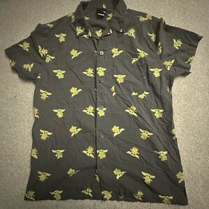 Star Wars Shirt - Men’s Button Down Shirt - Size L - Baby Yoda/Grogu Pattern